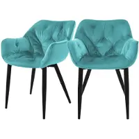 ML-Design Set van 2 eetkamerstoelen Saga velvet | fluweel turquoise 59x83x67 cm eetkamerstoelen | NADUVI