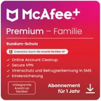 McAfee + Premium Family 1 Jaar Onbeperkt aantal apparaten