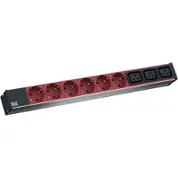 Bachmann IT PDU ALU 1HE 6x geaard contact 3x C19, Stroomkabel met stekker C20, zwart