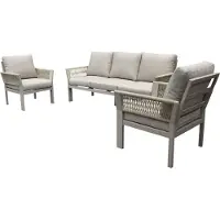 AVH-Collectie Saigon stoel bank loungeset 3 delig latte zand aluminium