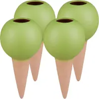 Relaxdays waterdruppelaar planten - set van 4 - voor 1,5 l wijnfles - keramiek - terracotta-groen