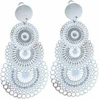 Charme Bijoux Clip oorbellen -Chakira- zilverkleur- filigraan- geen gaatje-