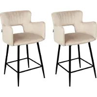 Beliani SANILAC - Barkruk set van 2 - Taupe - Fluweel