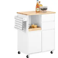 SoBuy FKW123-WN Keukenwagen op Wieltjes, Wit