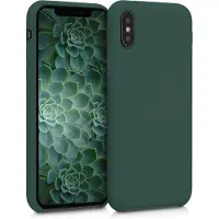 Kwmobile telefoonhoesje geschikt voor Apple iPhone XS - Hoesje met siliconen coating - Smartphone case in mosgroen