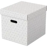 Esselte Home Opbergdoos 628288 Kubus Groot 100% Gerecycled Karton Wit 320 x 365 x 315 mm 3 Stuks