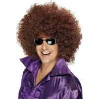 Smiffys Bruine afrodiscopruik voor volwassenen - Verkleedpruik - One size