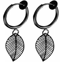 Charme Bijoux Klem oorbellen- klein -zwart -blad -filigraan-geen gaatje-