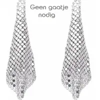 Charme Bijoux Pailletten- Clip oorbellen -zilverkleur-lang- geen gaatje-