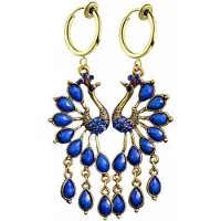 Charme Bijoux Klem oorbellen - blauwe pauw - goudkleurig - geen gaatje-