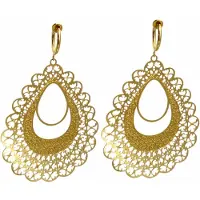 Charme Bijoux Klem oorbellen- Goudkleurig- lang- filigraan - geen gaatje-