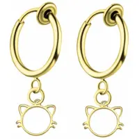 Charme Bijoux Klem oorbellen- goudkleurig - poes - geen gaatje-