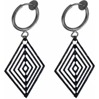Charme Bijoux Klem oorbellen- zwart -ruit -filigraan-geen gaatje-