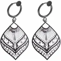 Charme Bijoux Klem oorbellen- zwart -filigraan-geen gaatje-