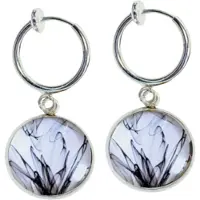 Charme Bijoux Klem oorbellen- Cadi -zwart- wit -zilverkleur-geen gaatje-
