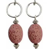 Charme Bijoux Klem oorbellen- Zerrin- Lavasteen- Roze- Zilverkleur-geen gaatje-