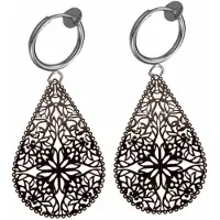 Charme Bijoux Klem oorbellen- zwart- filigraan -middel ster-geen gaatje-