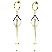 Charme Bijoux Klem oorbellen- goudkleur- zwart -steentje-geen gaatje-