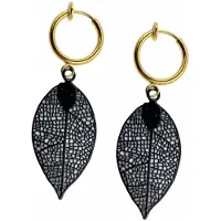 Charme Bijoux Klem oorbellen-Filigraan-Zwart-Goudkleurige-geen gaatje-