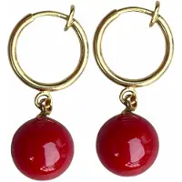 Charme Bijoux Klem oorbellen -rood -rond -goudkleurig-geen gaatje-