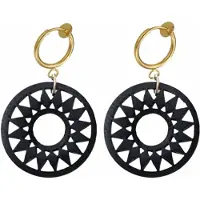 Charme Bijoux Klem oorbellen -hout -zwart- goudkleurig-geen gaatje-