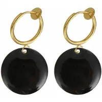 Charme Bijoux Klem oorbellen -Emaille -zwart-geen gaatje-