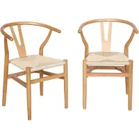 Sweeek Vintage stoel van beukenhout en touw (set van 2) Naturel