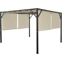 Mendler Pergola Baia, tuinpaviljoen terrasoverkapping, stevig 6cm stalen frame + schuifdak ~ 4x3m