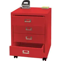 MCW Rolcontainer -L49, ladekast Stalen kast Archiefkast, metaal 55x40x41cm 4 laden ~ rood