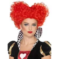 Smiffys Queen of heart pruik (rood)