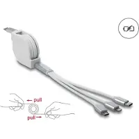 DeLOCK USB Type-C 3 in 1 Retractable Charging Cable for Lightning / Micro USB / USB Type-C white