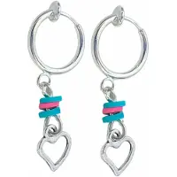 Charme Bijoux Klem oorbellen -hart- blauw -zilverkleur- geen gaatje-