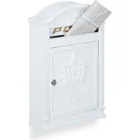 Relaxdays brievenbus Engelse muur-brievenbus nostalgie, A4 formaat, antiek wit