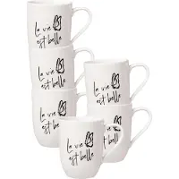 Villeroy & Boch Becher mit Henkel 'La vie est belle' Statement 290 ml Set van 6