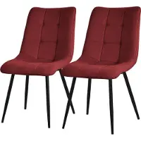 ML-Design Eetkamerstoelen set van 2 rood Keukenstoel met polyester hoes en stalen poten ML design