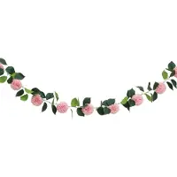 Generique Kunstbloem slinger dahlia's - 220 cm - roze - bruiloft versiering - guirlande - decoratie