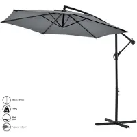 Casa.pro Zweefparasol staal Ø 270x245 cm incl. kruisvoet grijs