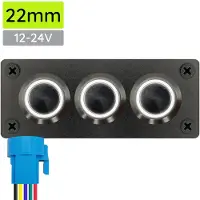 Proride Metalen drukschakelaar 12-24V ON-OFF - Inbouwpaneel drievoudig - 22mm - IP67 - LED indicatie Wit