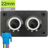 Proride Metalen drukschakelaar 220V ON-OFF - Inbouwpaneel tweevoudig - 22mm - IP67 - LED indicatie Wit