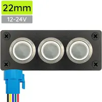 Proride Metalen drukschakelaar 12-24V ON-OFF - Inbouwpaneel drievoudig - 22mm - IP67 - LED indicatie Wit