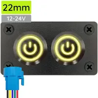 Proride Metalen drukschakelaar 12-24V ON-OFF - Inbouwpaneel tweevoudig - 22mm - IP67 - LED indicatie Geel