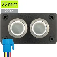 Proride Metalen drukschakelaar 220V ON-OFF - Inbouwpaneel tweevoudig - 22mm - IP67 - LED indicatie Wit