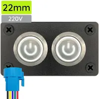 Proride Metalen drukschakelaar 220V ON-OFF - Inbouwpaneel tweevoudig - 22mm - IP67 - LED indicatie Wit