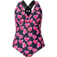 Ulla Popken Badpak pink / rosa / zwart / wit