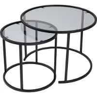 Skye Decor - Salontafel set van 2 - Zwart en Grijs - Ronde Salontafel - 62 cm - Salontafelset