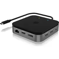 Icy Box IB-DK408-C41 USB4 dockingstation Geschikt voor merk (dockingstation): Universeel Incl. laadfunctie, Ondersteunt 8K@30 Hz (1x) / 4K@30Hz (2x), USB-C