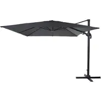 Mendler Zweefparasol -A96, 3x3m (Ø4,24m) draaibaar, polyester aluminium/staal 23kg ~ antraciet zonder voet, draaibaar