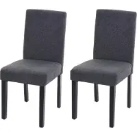 Mendler Set van 2 eetkamerstoelen Keukenstoel Littau ~ textiel, antracietgrijs, donkere poten