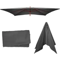 Mendler Vervangingshoes voor parasol Florida 3x4m, parasolhoes vervangingshoes, polyester ~ antraciet