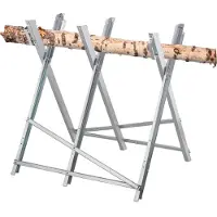 Relaxdays inklapbare zaagbok - boomstammen en houtblokken - tot 150 kg - 80 x 80 x 82 cm - staal - zilver